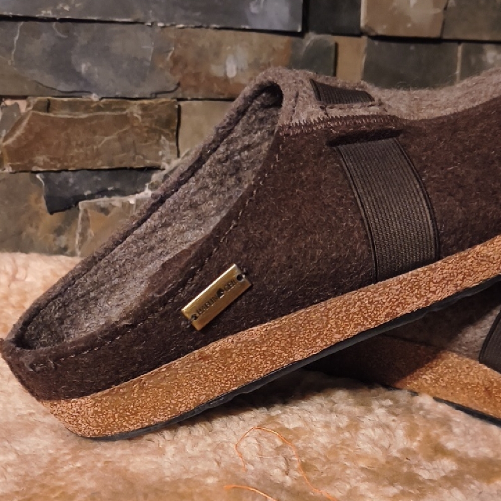 HAFLINGER Brown Wool Mules/Clogs So Comfortable! Classic Indoor/Outdoor Slippers - Picture 4 of 8